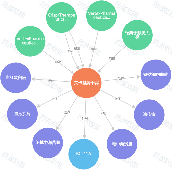 图6. exa-cel知识图谱，来源：药渡数据