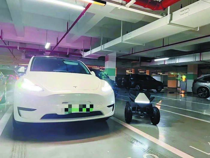     林琳的一大一小特斯拉