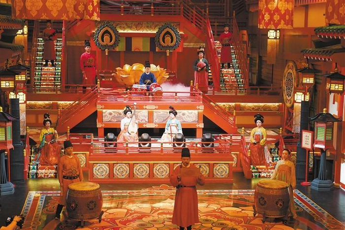 西安鼓乐演奏《大唐燕乐》。 记者 李静茹摄