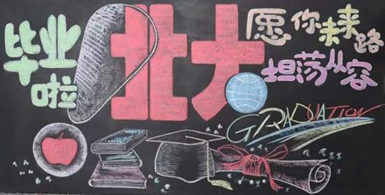 北京大学应届毕业生设计制作的宿舍板报。北京大学公寓服务中心供图
