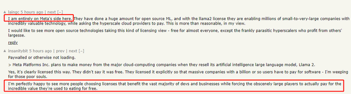 有网友赞成Meta向大型云服务商收费