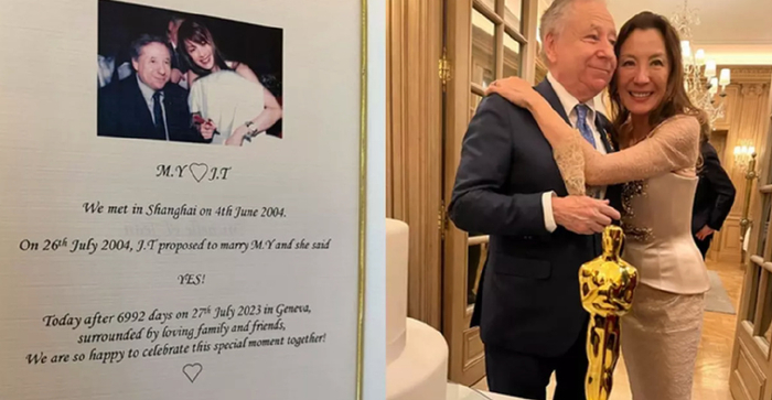 杨紫琼和让·托德（Jean Todt）。 图源： 费利佩·马萨（Felipe Massa）社交媒体