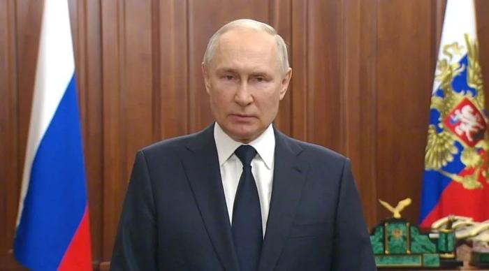 这是6月26日俄罗斯总统普京在首都莫斯科发表讲话的视频截图。图片来源：新华社
