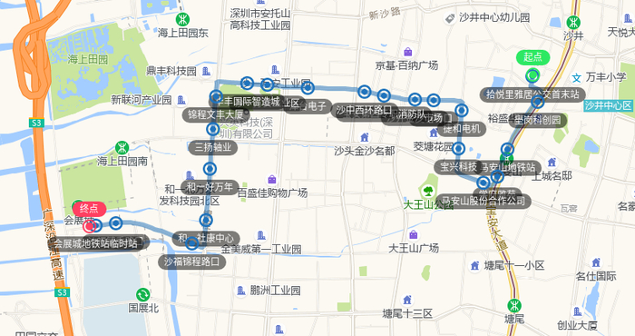 ▲B936线调整后运行线路图