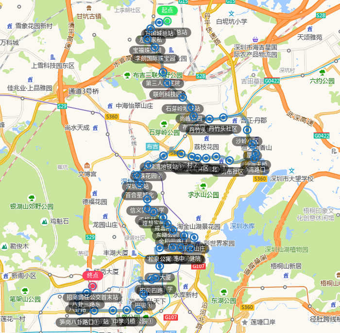 ▲M329线调整后运行线路图