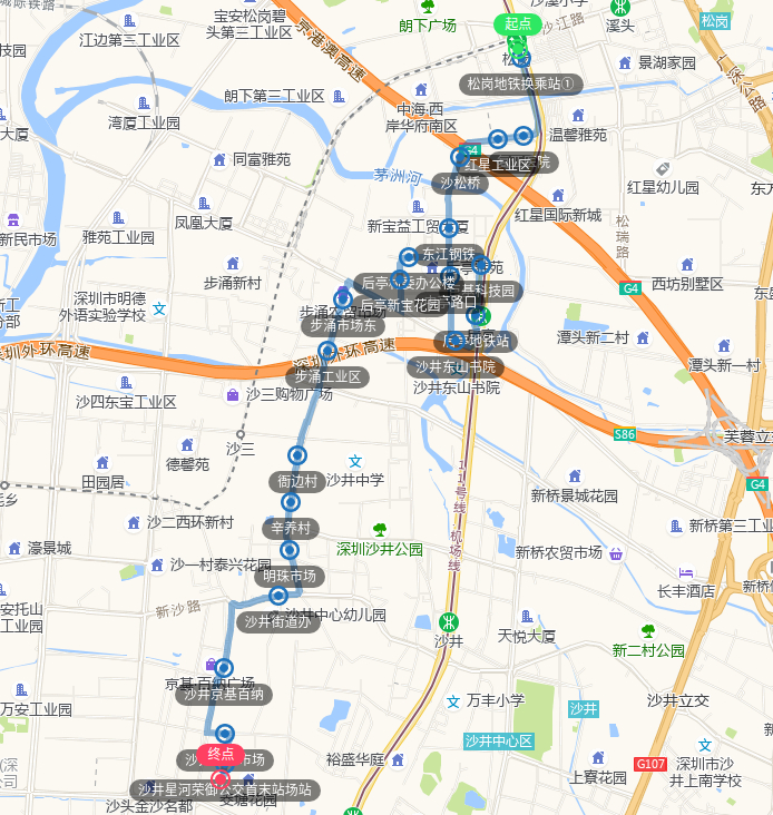 ▲M598线调整后运行线路图