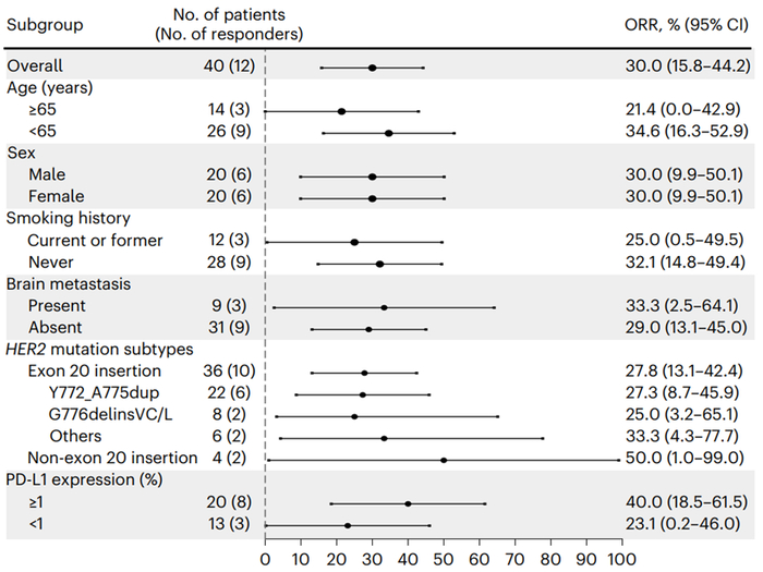 图4. 吡咯替尼疗效ORR亚组分析
