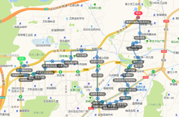 ▲M556线调整后运行线路图