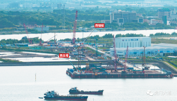 ▲狮子洋西主塔建设现状