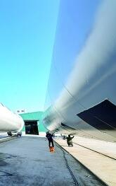     通辽市天顺风电设备生产的塔筒。资料图片