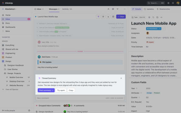 使用 ClickUp 的 AI 功能进行任务管理