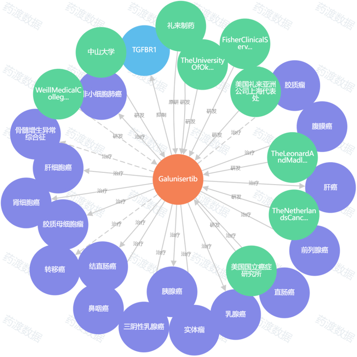 图3. Galunisertib知识图谱，来源：药渡数据