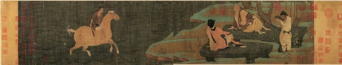 《神骏图》 唐韩干绘 描绘了东晋高僧支遁爱马、养马的故事