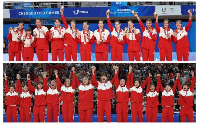 女排（上）、女篮时隔20年再次夺冠。  新京报记者 王飞 摄