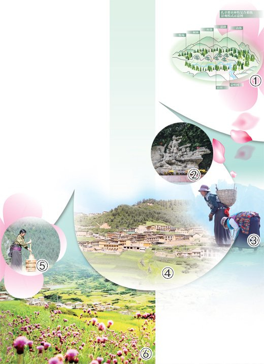 图①：扎尕那农林牧复合系统景观模式示意图。