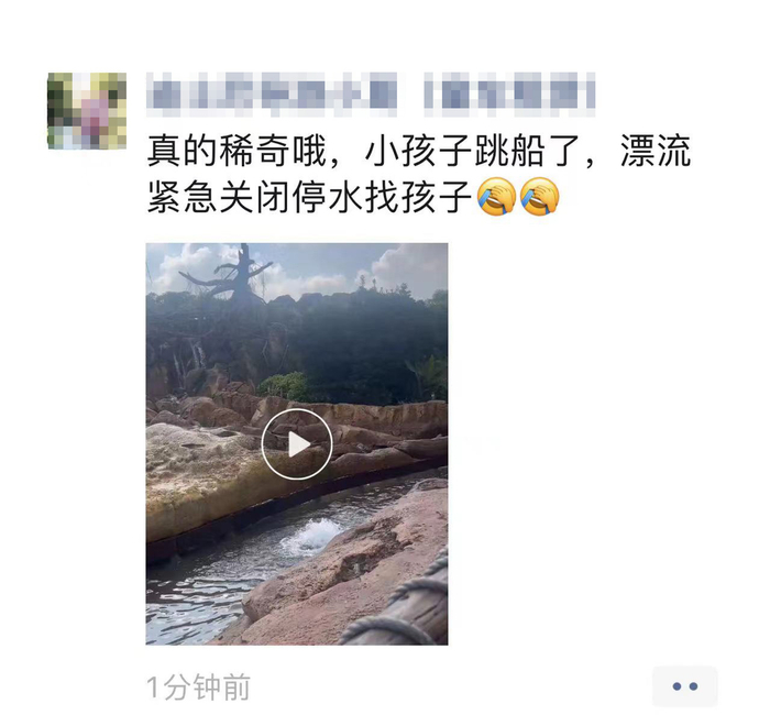 8月10日网传截图显示，上海迪士尼有“小孩子跳船”。 图源：网络