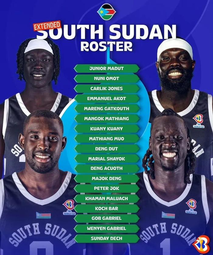 南苏丹队公布世界杯18人名单 多名“归化球员”参赛资格存疑。图/国际篮联篮球世界杯官方微博