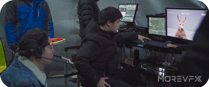 电影《独行月球》虚拟拍摄阶段工作照。（资料图片）