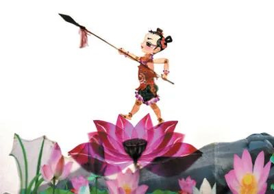 大型原创多媒体皮影剧《惩恶扬善小哪吒》剧照。陕西省渭南市华州区委宣传部供图