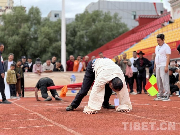 图为押加（大象拔河）比赛现场摄影：德吉卓玛