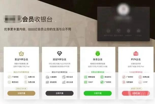 ▲某主流视频平台推出的会员分级制、分区制。图片来源/网络