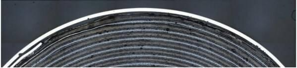 光学显微镜电极截面失效分析 来源：《纤毫毕现，追根溯源 – 探索电池高效生产 打造高品质电池的奥秘》白皮书