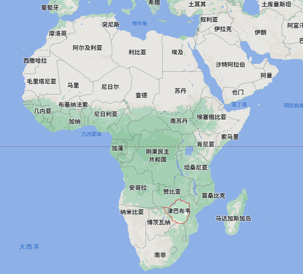 ※津巴布韦地理位置来源：谷歌地图