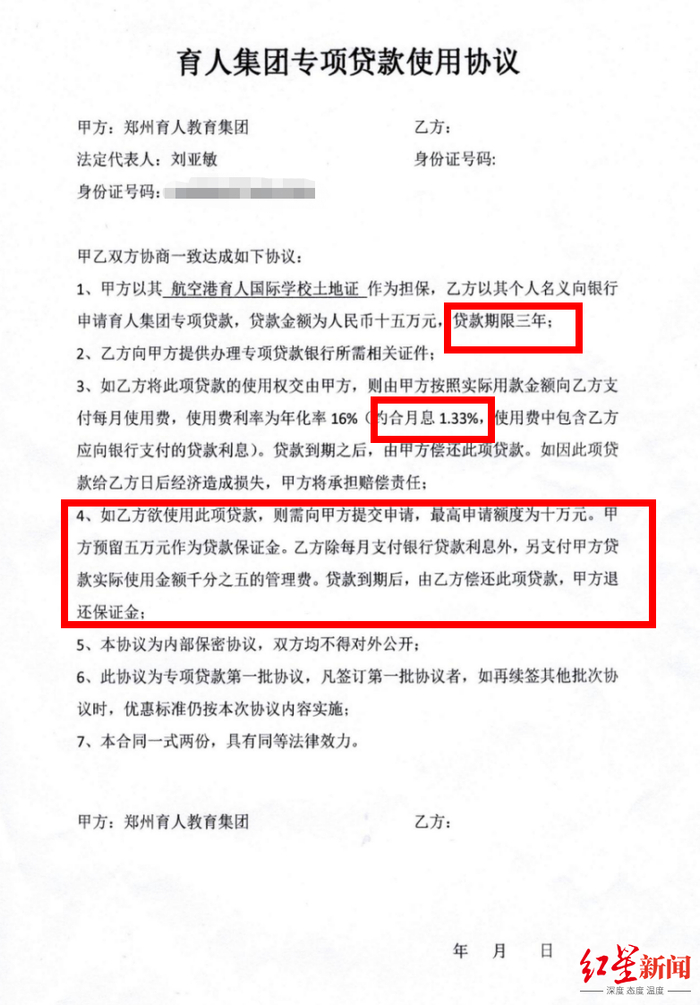 ▲《育人集团专项贷款使用协议》模板
