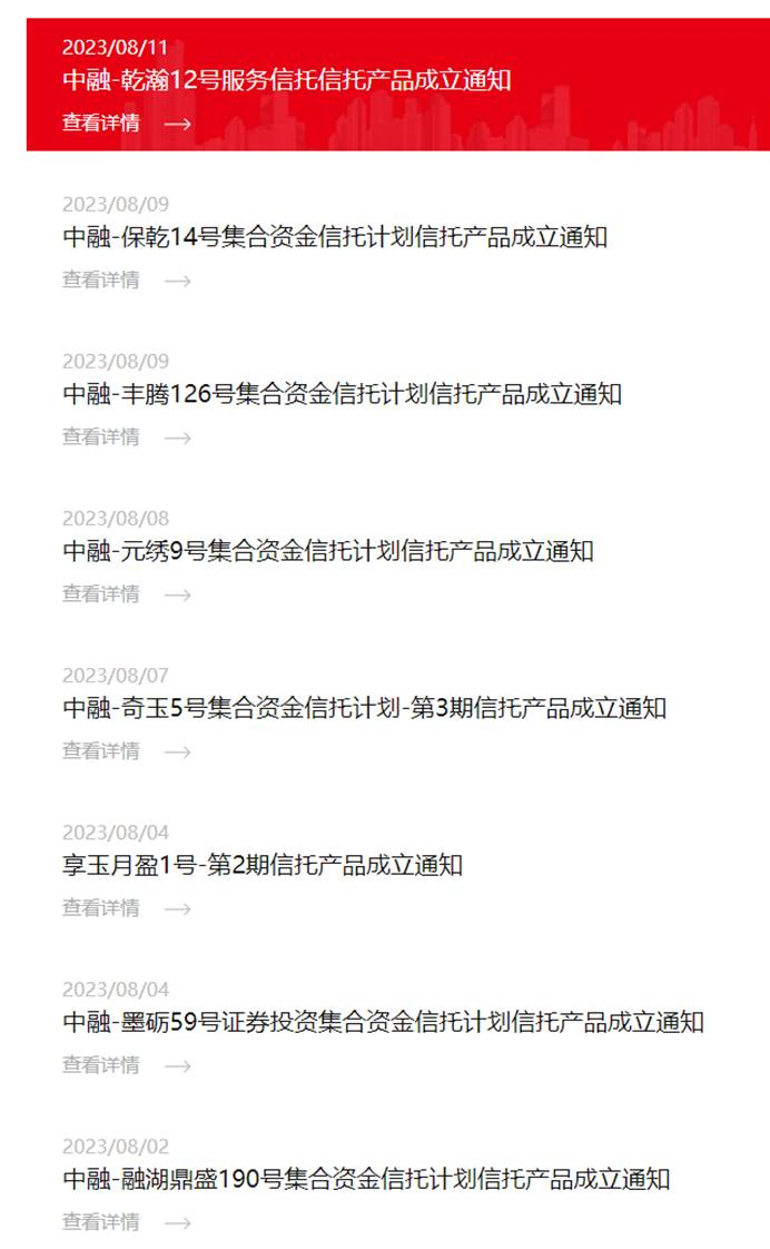 图3：中融信托8月以来新成立的产品