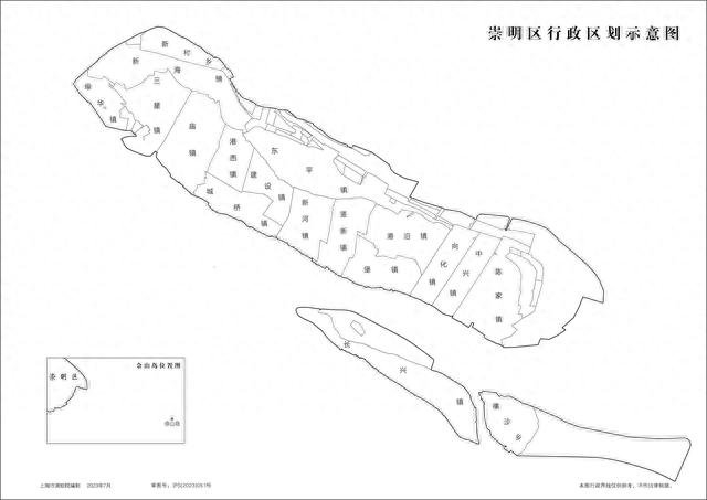 崇明区行政区划示意图
