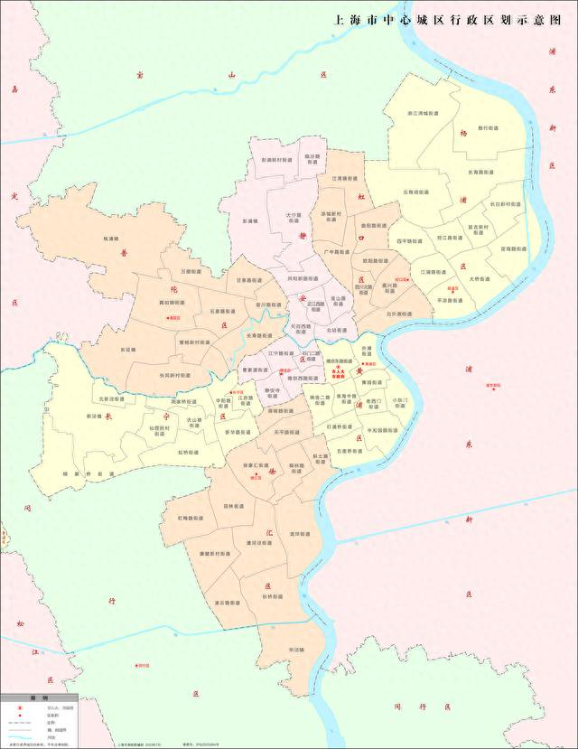 上海市中心城区行政区划示意图