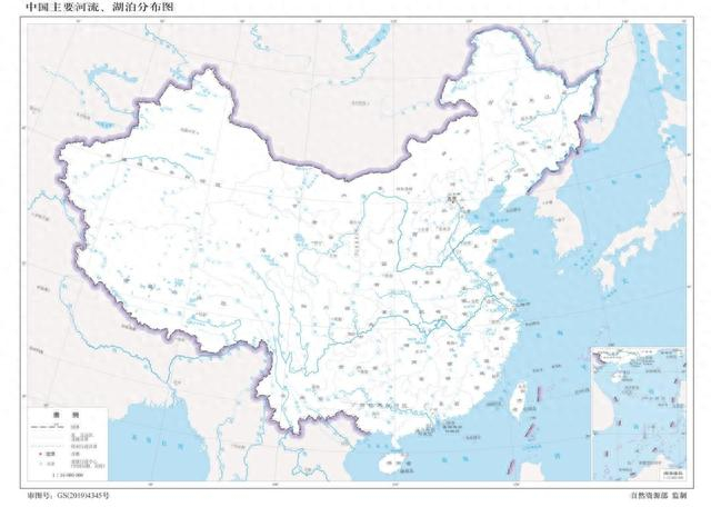 中国主要河流、湖泊分布图 图片源自自然资源部标准地图服务系统