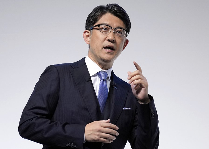 当地时间2023年4月7日，日本东京，丰田汽车首席执行官佐藤恒治在新闻发布会上发表讲话，宣布丰田新的管理政策和方向。
