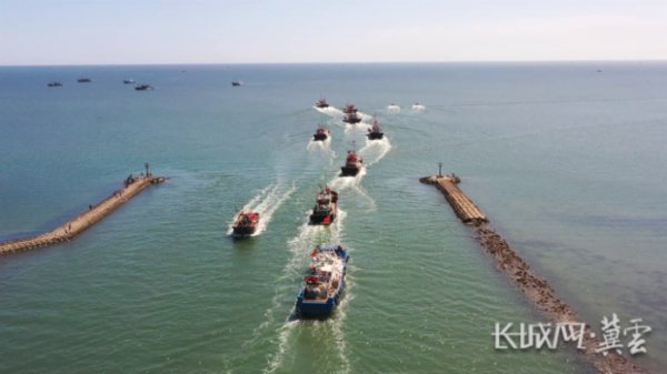 9月1日12时，停泊在秦皇岛市北戴河新区新开口渔港的渔船拔锚出海。通讯员熊浩森摄