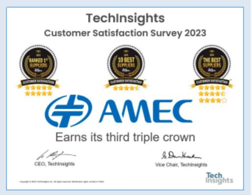 ▲中微公司在美国TechInsights 2023年全球客户满意度评比中继续排名前列