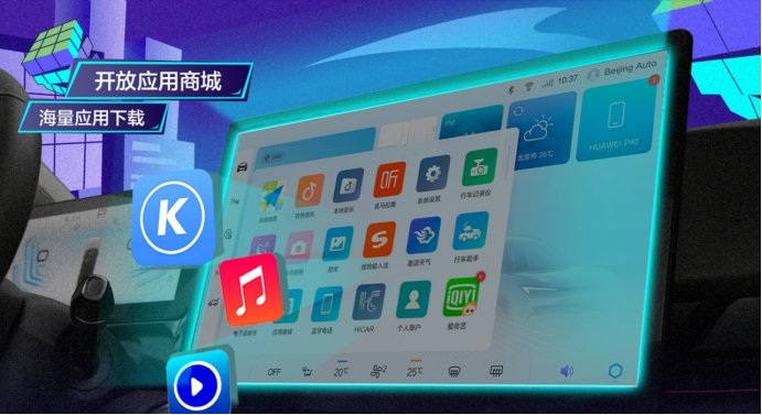 新款北汽魔方适配多项车载娱乐App。 华龙网 赵广 摄