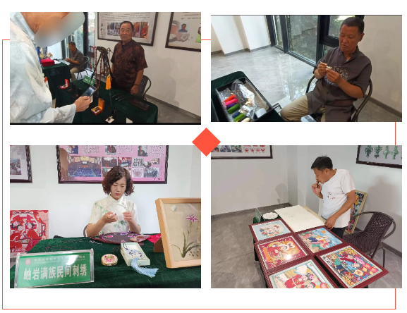 岫岩文化馆非遗博物馆花熙小镇分馆内的现场演示。孟双奎/摄