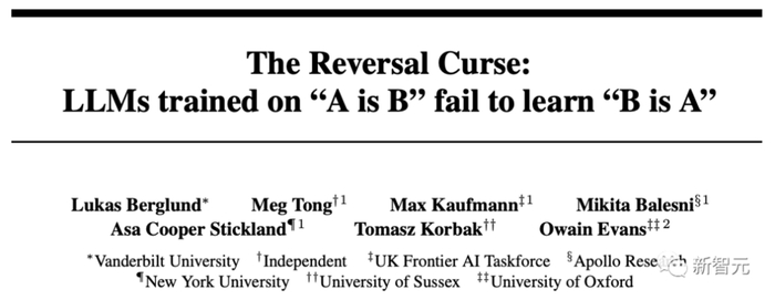 论文地址：https：//owainevans.github.io/reversal_curse.pdf