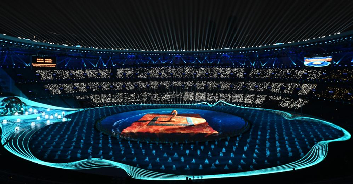 这是9月23日拍摄的开幕式文艺表演。新华社记者 陈益宸 摄