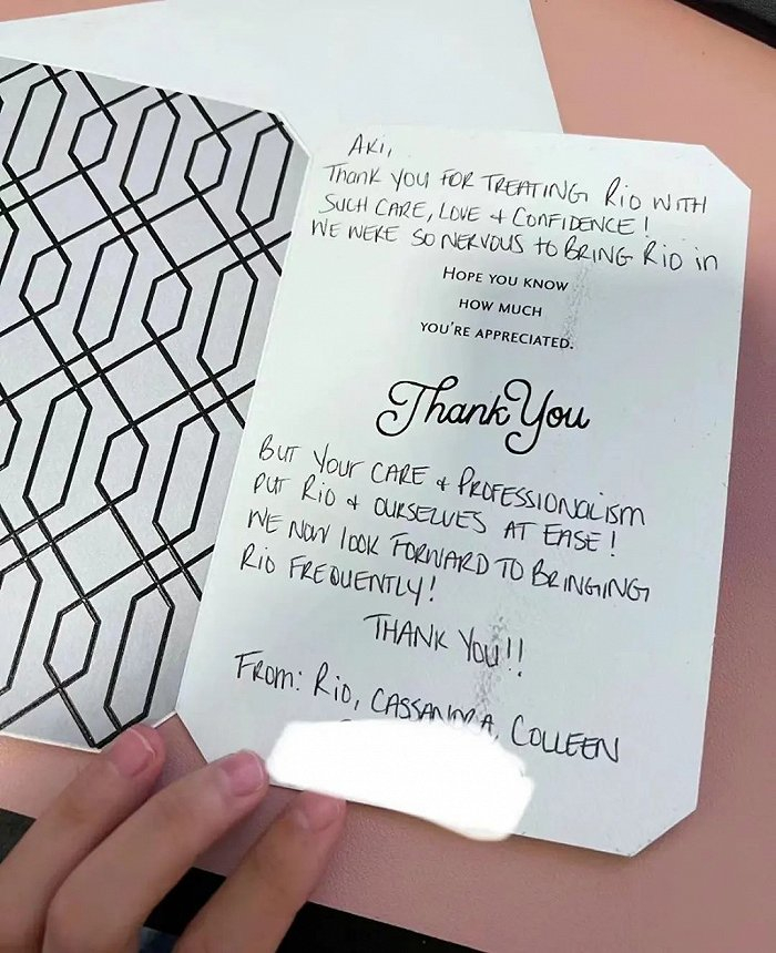 北北曾收到的感谢卡。图 / 受访者提供