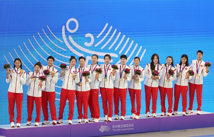 中国女子水球队实现了亚运四连冠摄影/陈杰