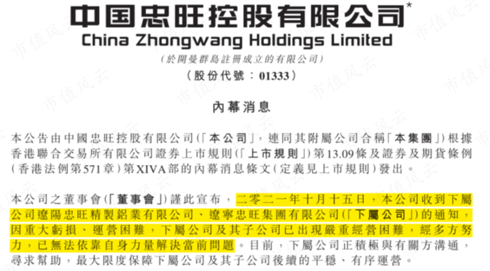 （来源：中国忠旺2021年10月公告）