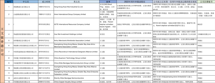 （图：王文银香港公司情况）