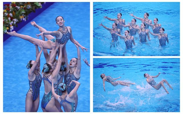 水中开出最美的“花”，中国队以全场最高分夺冠。  新京报记者 薛珺 摄