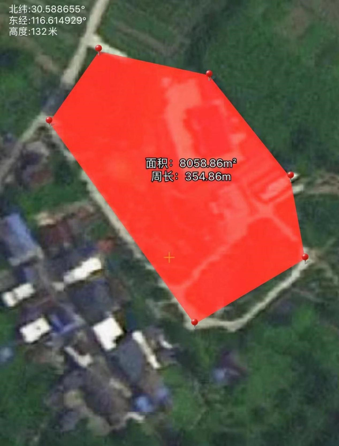 （图：截至2023年9月30日王文银老家大宅院卫星测绘面积）