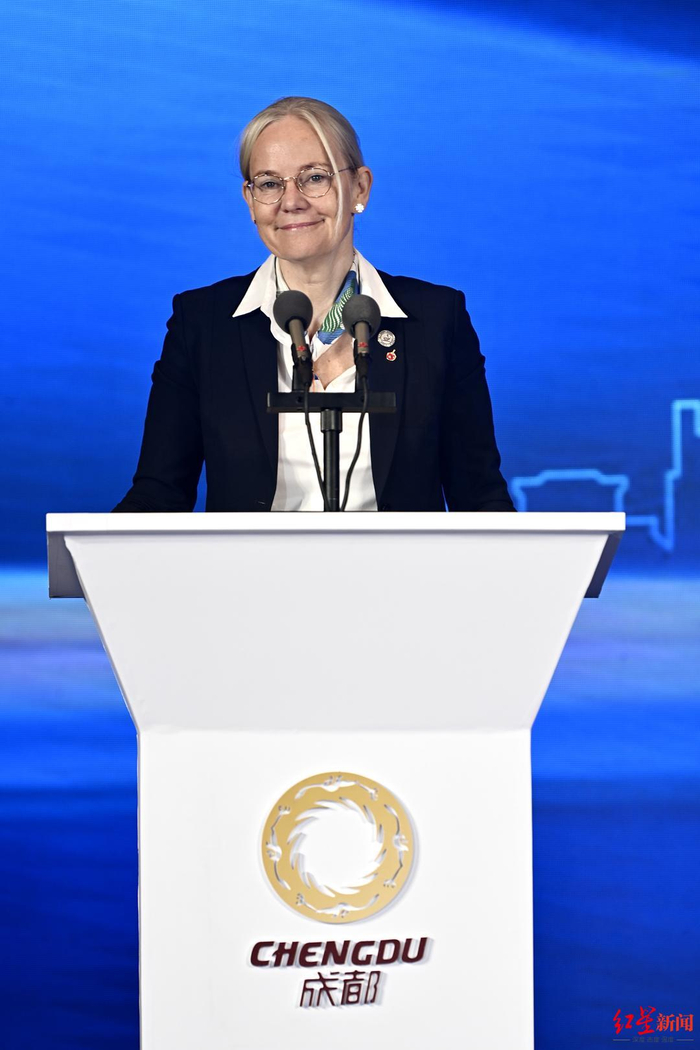 国际乒联主席佩特拉·索林致辞（资料图）