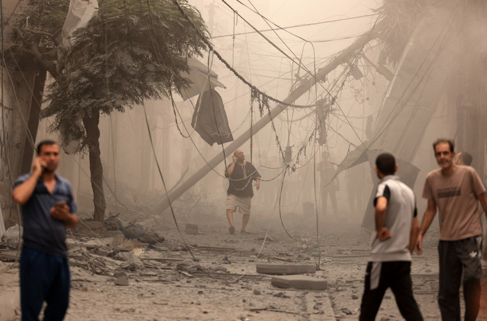 10月9日，被以色列轰炸的加沙（图源：社交媒体）