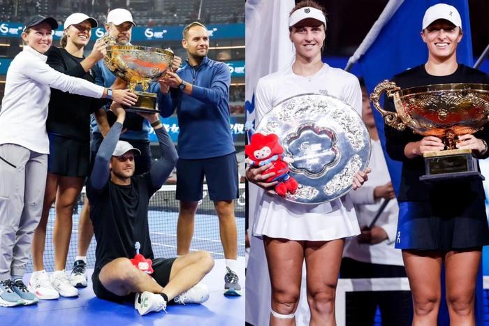 （2023中国网球公开赛女单冠军斯瓦泰克、亚军萨姆索诺娃）