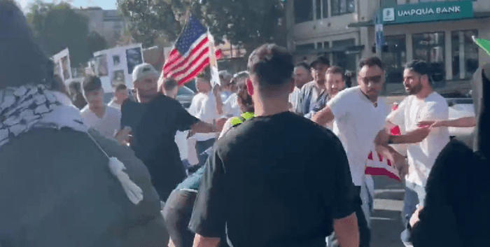 ▲双方支持者在纽约爆发肢体冲突