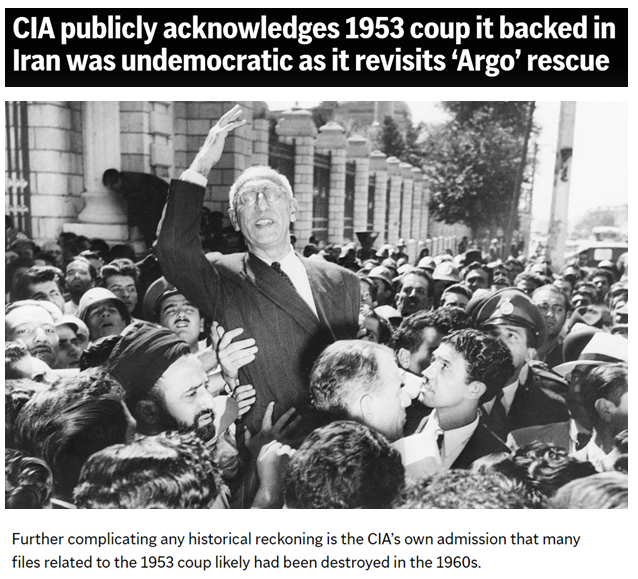 美联社：中情局承认，许多与1953年政变有关的文件很可能在20世纪60年代就被销毁了。